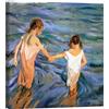 Posterlounge Bambine al mare Stampa su tela | 20 x 20 cm di Joaquín Sorolla y Bastida Blu Quadri Decorazione per pareti