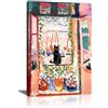 FajerminArt Henri Matisse Gatto Quadri Moderni Con Cornice Rosa Aperta Finestra Gatto Nero Stampe da Parete Vintage Divertente Animali Stampe Su Tela Quadro Decor per Soggiorno Camera Da Letto Cucina 40X60cm