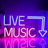Wanxing Musica dal Vivo Neon Sign Light per Birrerie, Studio Musica, Lettere LED con Luce Blu Rosa