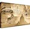 Wallazz Quadro su Tela Lazio - Quadri Moderni Soggiorno - Roma, Colosseo, Trastevere, Ponte Milvio - Stampa su Tela - Quadro Moderno Soggiorno 70x140cm