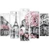 AREDE Set di 5 Stampe da Parete Quadri Moderni Decorazioni da Muro per Casa Soggiorno Camera da Letto e Cucina Illustrazione di Parigi| 120 x 80 cm | Pronto da appendere