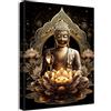 HALFLEMART Statua di Buddha Bronzo Quadri Moderni Quadro Moderno Fiori di Loto Stampa su Tela Con Cornice Pittura Preghiera del Buddismo Zen Quadri su tela Quadretti da Parete Soggiorno Camera da Letto 30x40cm