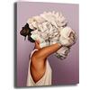 Printerland Quadro Moderno Ragazza Peonia Bianco Quadri moderni soggiorno da Parete XXL grande Stampa su tela Canvas Decorazione Murale muro Arredo Camera da letto Cucina (70x100 cm, 2)