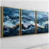 PWAAHDC Set di 3 Quadri Incorniciati Blu Navy e Oro - Stampe su Tela di Marmo Astratte per Soggiorno, Camera da Letto, Bagno e Ingresso - Estetica Blu Moderna 30x40cm (12x16)