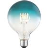 Suprema, Lampadina LED Decorativa Mini Globo, Effetto Spirale, Vintage, Attacco E27, 220-240V, 1800K, 4W, Dimensioni 125x176 mm, Dimmerabile (Trasparente Blu)