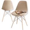 SHUOJIA Coprisedie Elasticizzati con Schienale Fodere per Sedia Scandinavo Coprisedia con Schienale Rotondo Coprisedia Universale Lavabile Moderno Fodere per Sedia da Cucina Hotel (Beige Gray,6pcs)