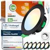 ALUSSO Faretto LED da incasso dimmerabile, 230 V, 7 W, faretto da soffitto, 3000 K, 4000 K, 6500 K, impermeabile IP44, regolabile, da soffitto, per bagno, soggiorno, confezione da 6, rotondo, colore: