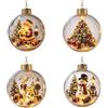 Generic 4PCS Glowing Christmas Diorama Ornament,Scena di Natale in miniatura in | Ornamento a sfera con luce a LED con scena invernale 3D per albero di Natale, caminetto, decorazione per mensole e regali di