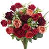 Luabue Bouquet di Fiori Artificiali Realistici Rossi Rose Artificiali Rosse | Lavanda ed Eucalipto Fiori Finti in Seta per San Valentino Festa Della Mamma Decorazione per Matrimonio
