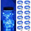 Piucrty Mini catena di luci blu 2 m 20 micro LED filo luminoso corto batteria a bottone Natale 12 pezzi piccola catena di luci blu per interni esterni catena di luci natalizie filo di rame decorazione