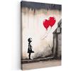 MuchoWow© Quadro Moderno Soggiorno Decorazioni Da Parete Quadri Su Tela Da | 80x120 cm - Salotto Grandi Foto Con Cornice Stampe Su Tela Camera Da LettoArte - Ragazza - Palloncini - Cuore - Grigio