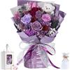 Emibele Bouquet Fiori Conservati Regali con Orso, Fiori per Consegna Prime | 4 Rose Viola Vere, Regalo Festa Mamma per Mamma, Regalo San Valentino per Lei, Regalo Anniversario per Moglie