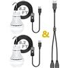 VTpower 2 lampadine LED da campeggio USB 5 V, 5 W, portatile, per garage, magazzino, auto, camion, pesca, barca, luce di emergenza, per camera da letto dei bambini, lampada bianca da 2,5 m