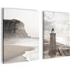 Novart Set di quadri da parete Spiaggia e mare - COMPLETAMENTE PRONTO DA APPENDERE - Soggiorno Camera da letto Ufficio Decorazione - 3 Quadri Moderni Spiaggia - N033725a