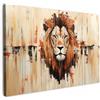 MuchoWow© Stampe Su Tela Quadro Soggiorno Quadri Camera Da Letto Moderni | 30x20 cm - Accessori Salotto Poster Da Parete Con Cornice Decorazione Muro Testa Di Leone - Linee - Crema