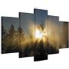 B&D XXL - Quadri Moderni per Camera da Letto, Sole Tra Gli Alberi 200x100cm | Chiodi Inclusi, 5 Pezzi, Quadro Moderno, Pannelli Decorativi per Pareti, Decorazione da Parete, Resistenti Allo Sbiadimento