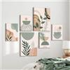 WENGTIAO 6 Pezzi Stampa su Tela Boho Astratto Verde Beige Incorniciato | Quadro su Tela Minimaliste Geometrico Botaniche Pittura Quadri Moderni Soggiorno Camera da Letto Casa Decorazioni Parete