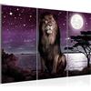 Runa Art Africa Leone Quadri Soggiorno Grande Grigio Viola Luna 120 x 80 cm 3 Pezzi Decorazione Murale 022931b