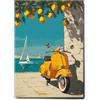 Giallobus - Quadro - 01 - Vespa sul golfo di Napoli - Tela Canvas Telaio Standard - 35L x 50l cm - Pronto da appendere - Quadri moderni per la casa