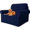 YSTELLAA Copridivano 1 Posto Con Braccioli, Copridivani per Divani Elasticizzato e Lavabili, Copri Divano Antigraffio per Cani e Domestici (Blu Scuro, Divano Larghezza 81cm-120cm)