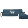 YSTELLAA Copridivano 3 Posti Con Penisola(L 255 CM), Verde Scuro | Copridivano Angolare Destra/Sinistra Universale Reversibile, Fodere Divano Forma L Antigraffio, Facile Lavare