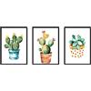 Nacnic Set 3 Stampe artistiche vintage. Sfondo stampe con colori verdi rapprsentazione vegetale. immagini di cactus vintage