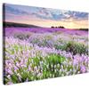 MuchoWow© Quadro su Tela Stampe da Parete Quadri Cucina Camera da Letto | 30x20 cm - Dipinto Arredamento Casa Fiori - Lavanda - Viola - Cielo - Tramonto - Prato - Natura