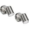 ledscom.de 2x spot a parete WAIKA, a fiamma singola, con interruttore, GU10, cromo opaco, incl. lampada LED GU10 (bianco caldo, 5,473W, 468lm, 30°)