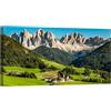 canvashop Quadro Montagna Dolomiti Val Di Funes Santa Maddalena 60x30 cm | Moderni Soggiorno, Paesaggio Estate, Natura, Stampa Su Tela Canvas