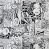 Kt KILOtela - Tessuto tappezzeria, Jacquard Gobelin, coprisedia, cuscino, testiera, divano, borse, resistente all'usura, larghezza 280 cm, lunghezza a scelta 50 in 50 cm, fumetti, bianco, nero