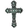 UHRIG Croce da parete cattolica in ferro, crocifisso in ferro battuto per appendere, croce cristiana per il muro, alta 25cm. (Nero Antico/Argento)