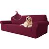 Ystyle Copridivano 4 Posti con Braccioli, Elasticizzato Copri Divano Antigraffio Gatto Cani, Universale Moderno Fodere Copridivani, Elastico Copripoltrona Antimacchia Antiscivolo, Bordeaux