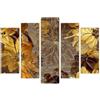 AREDE Set di 5 Stampe da Parete Quadri Moderni Decorazioni da Muro per Casa Soggiorno Camera da Letto e Cucina Fiori dorati ad acquerello| 120 x 80 cm | Pronto da appendere
