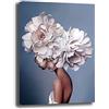 Printerland Quadro Moderno Verticale DONNA FLOREALE blu Quadri moderni soggiorno da Parete XXL grande Stampa su tela Canvas Decorazione Murale muro Arredo Camera da letto Cucina (30x50 cm, 4)