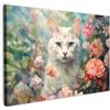MuchoWow© Quadri su Tela Foto Quadro Moderno Soggiorno Canvas Decorazioni | 90x60 cm - Camera da Letto Gatto - Fiori - Rosa - Naturale