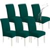 Ystyle Elasticizzato Coprisedie con Schienale 6 Pezzi, Verde Scuro | Fodere Coprisedie Universale per Sala da Pranzo Cucina, Moderno Coprisedie Lavabile Estraibile, Facile da Pulire e Resistente