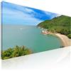 CheQuadro! Quadro marino XXL, quadro mare orizzontale per soggiorno Vista di Koh Phangan con Spiaggia Tranquilla e Colline Verdi stampa su tela, intelaiato pronto da appendere seal26-180x70 cm