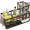 Generico Organizer per Lavello da Cucina, Porta Spugna e Porta Stracci Nero con Divisori, Supporto Salvaspazio per Detersivo e Accessori, per Cucina e Bagno