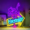 ineonlife Lady Cocktail Neon Sign Dimmable Led Neon Signs Colorful Bar Women Neon Lights for Wall Decor for Home Bar Cart Summer Beach Restaurant Man Cave Beer Cafe Bistro Club Party Decor