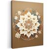 MuchoWow© Quadro su Tela Stampe da Parete Quadri Cucina Camera da Letto | 50x70 cm - Dipinto Arredamento Casa Mandala - Fiori - Bianco - Marrone