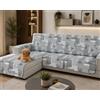 Tata Home Copridivano con Penisola Angolare Reversibile Universale Fantasia a Cuori Misura 3 Posti in Tessuto Trapuntato Imbottito Fronte e Retro Colore Grigio