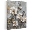 MuchoWow© Quadro Camera Da Letto Quadri Soggiorno Decorazione Parete Quadri | 50x70 cm - Moderni Su Tela Stampe Foto Con Cornice Quadretti Poster Casa Fiori - Bianco - Grigio - Oro - Lusso