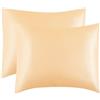 Juwenin Home Confezione da 2 federe per cuscino in pura seta di gelso, morbide, per capelli e pelle, con chiusura a busta (color champagne, standard, 50 x 75 cm)