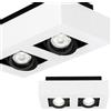 EDO Faretti da Soffitto GU10 OSMIN RIM 2 Luce Bianco/Nero - Plafoniera Quadrata - Faretto Doppio con Anello Intercambiabile e Orientabile - Lampada Moderna per Soggiorno, Camera da letto, Cucina