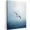 MuchoWow© Quadro Su Tela Grandi Dimensioni Quadri Moderni Soggiorno Stampa | 60x80 cm - Di Foto Decorazione Camera Letto Da Parete Con Cornice Dipinti Gabbiano - Bianco - Mare - Nebbioso