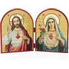 NKlaus Icona Sacri Cuori di Gesù e Maria Dittico in legno 23,5x16cm Cristiano 13908