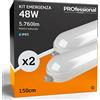 Eurocali Plafoniera LED Emergenza 150 cm 48W 5760 lumen Impermeabile IP65 Luce Naturale 4000K Elevata Efficienza - Pacco da 2