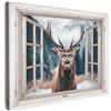 MuchoWow© Quadro Su Tela Grandi Dimensioni Quadri Moderni Soggiorno Stampa | 70x50 cm - Di Foto Decorazione Camera Letto Da Parete Con Cornice Dipinti Cervo - Animali - Paesaggio - Inverno - Neve
