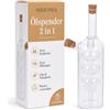 MIJOMA Dispenser di olio 2 in 1 bottiglia di aceto e olio con 2 aperture e sughero, caraffa in vetro da riempire, bottiglia di vetro con inserto (bottiglia da 300 ml, 22 x 5,7 cm)