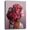 Printerland Quadro Moderno DONNA CON FIORI Quadri moderni Verticali soggiorno da Parete XXL grande Stampa su tela Canvas Decorazione Murale muro Arredo Camera da letto Cucina (30x50 cm, 1)